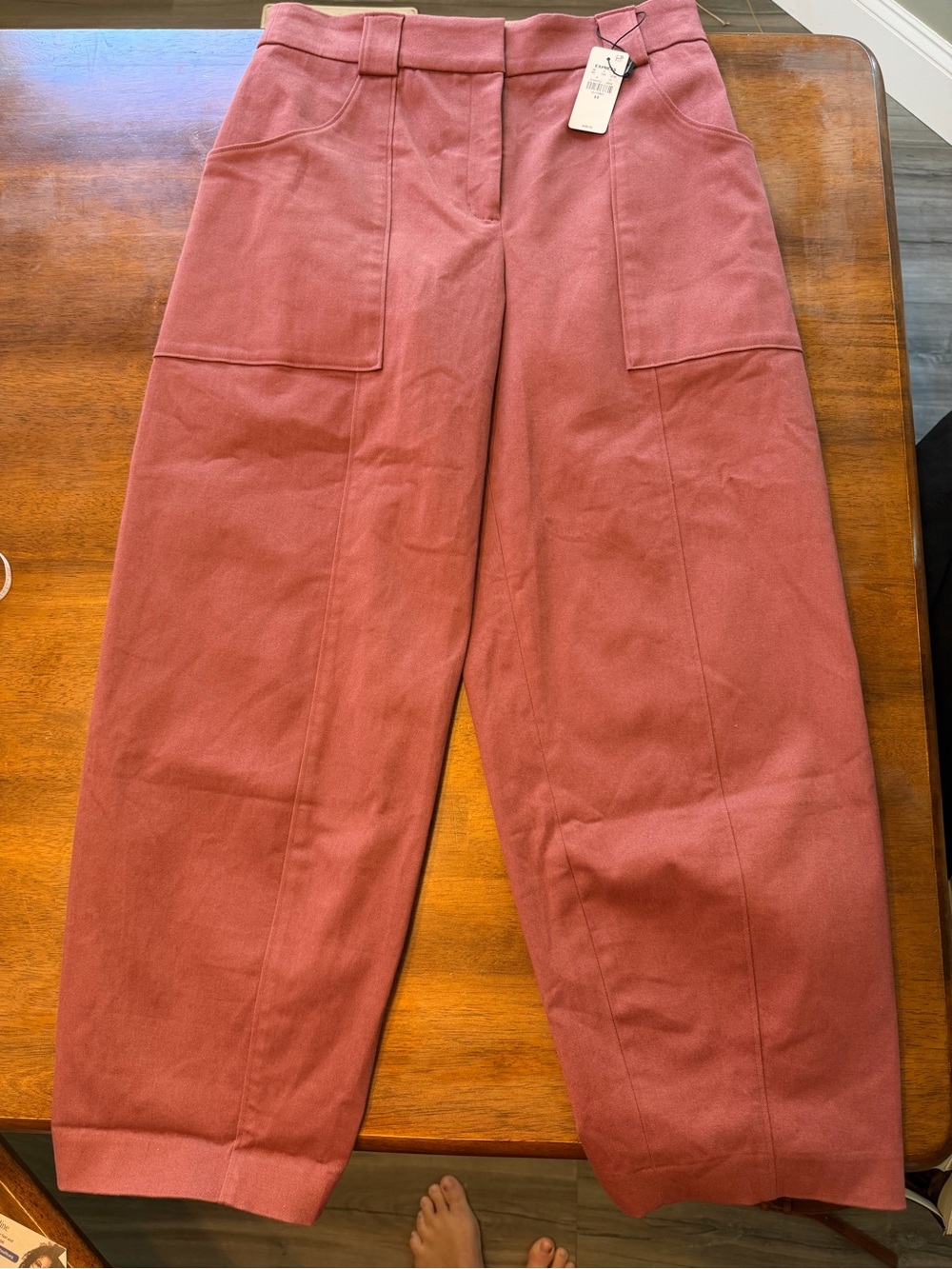 NWT Express Wide-Leg Cargo Chinos in Dusty Rose Size 6R MSRP $88